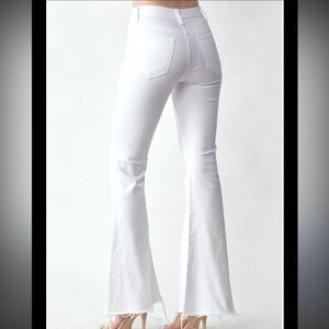 Plum White Flare Jeans Distressed Hem Women’s Size Medium with 30” inseam